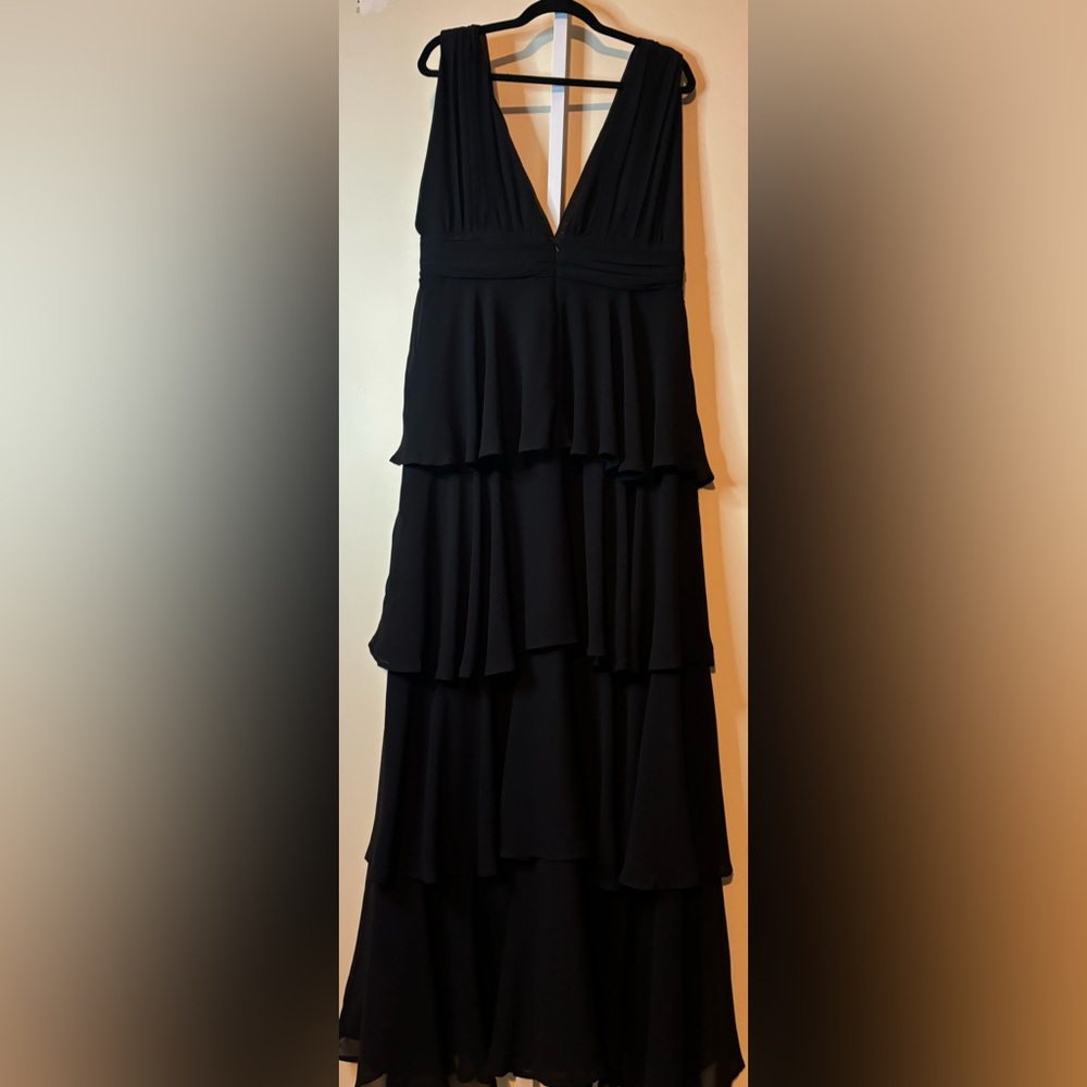 Lulus Black Tiered V Neck Maxi Dress XS & XL - Picture 6 of 16
